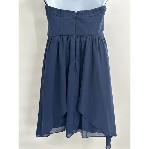 Minuet Navy Women Embellished Sweetheart Fit and Flare‎ Chiffon Mini Dress Small - Picture 9 of 9